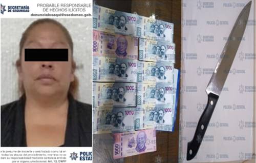 Detienen a posible ladrona de comercio en Toluca, con el botín en las manos